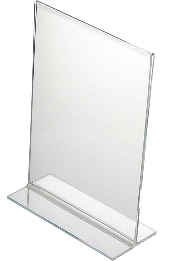 124501  328206 Menyholder i akryl A4 for bord transparent, stående